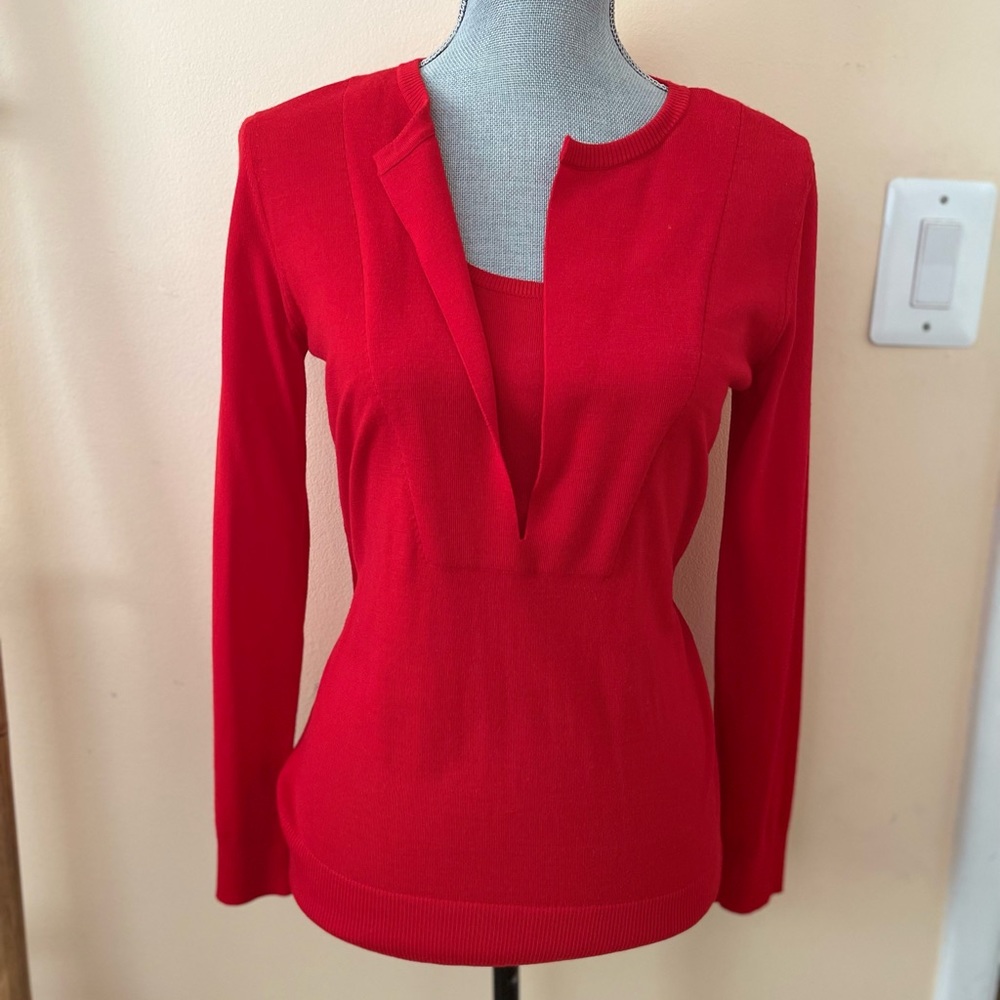 A-K-R-I-S punto fine wool sweater in a beautiful apple red color